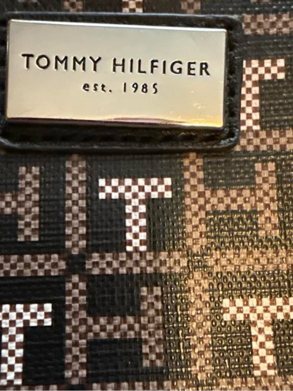 Tommy Hilfiger Black & Pink Monogram Messenger Bag